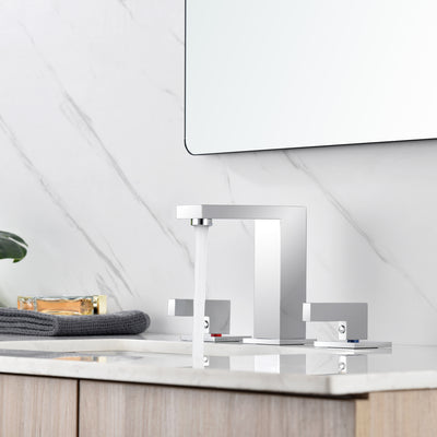 sumerain Rubinetto da bagno diffuso Rubinetto da 8 pollici per lavandino del bagno, rubinetto per lavabo moderno cromato con tubo di installazione rapida