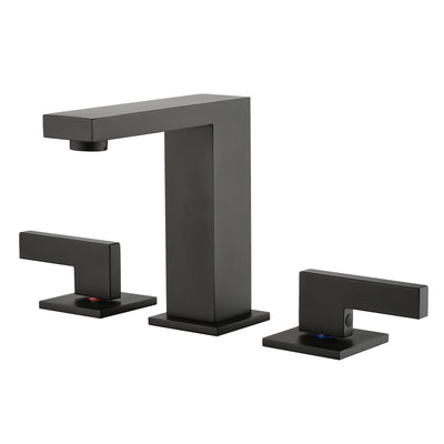 sumerain Rubinetto per lavandino del bagno nero opaco diffuso Rubinetto per lavabo a 3 fori da 8 pollici Rubinetto per lavabo con tubo a collegamento rapido a forma di Y