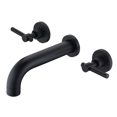 Set di rubinetti per vasca da bagno nero opaco SUMERAIN con montaggio a parete, riempimento per vasca con due maniglie