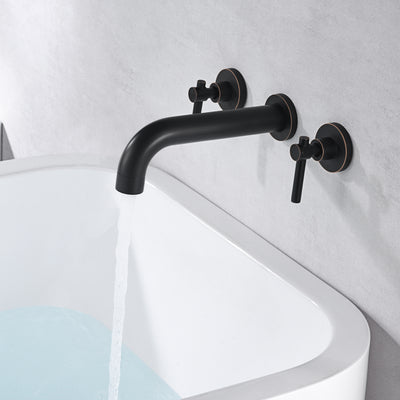Rubinetto per vasca da bagno SUMERAIN in bronzo lucidato a olio, montaggio a parete, riempimento vasca a 3 fori