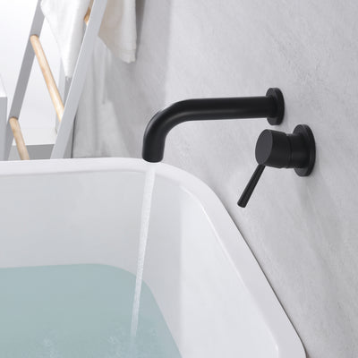 Set di rubinetti per vasca SUMERAIN nero opaco, rubinetto per vasca da bagno con montaggio a parete, maniglia singola, valvola grezza inclusa